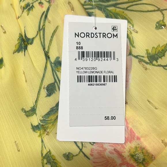 NORDSTROM 🌻 GIRLS Floral Yellow Dress with Pink Accents - Picture 5 of 6